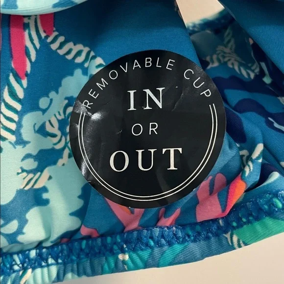 NWT Vera Bradley XL seascape coral beachy flutter sleeve full coverage swim top - Picture 6 of 6